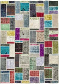 Çok Renkli Boyalı Patchwork Halı - 176 cm x 247 cm