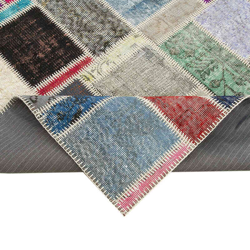 Multicolor Alfombra De Retazos Turca Sobre-teñida - 176 cm x 247 cm - K0051045
