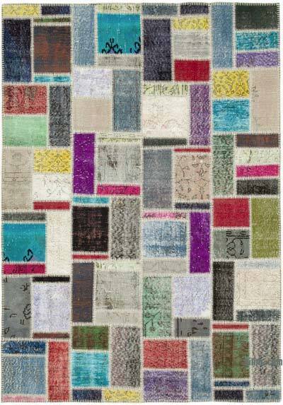 Çok Renkli Boyalı Patchwork Halı - 176 cm x 247 cm