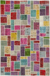 Multicolor Patchwork Hand-Knotted Turkish Rug - 190 cm x 288 cm
