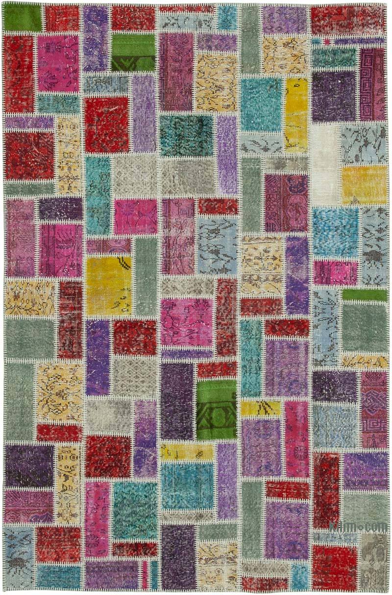 Multicolor Patchwork Hand-Knotted Turkish Rug - 6' 3" x 9' 5" (75 in. x 113 in.) - K0051048