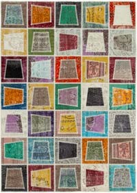 Çok Renkli Boyalı Patchwork Halı - 200 cm x 280 cm