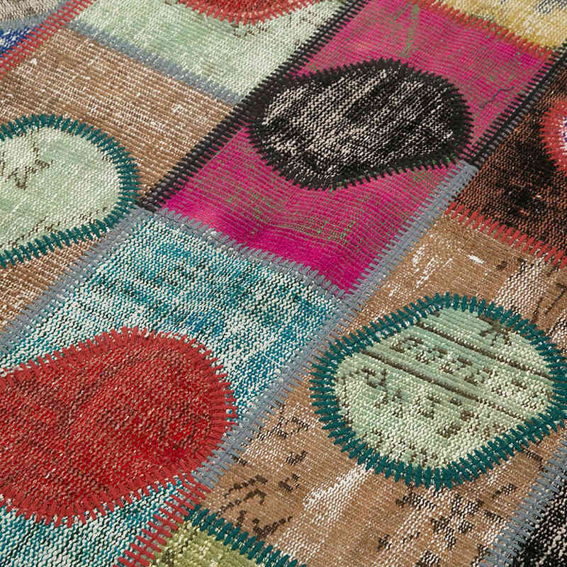 Multicolor Patchwork Hand-Knotted Turkish Rug - 4' 7" x 6' 7" (55" x 79") - K0051050
