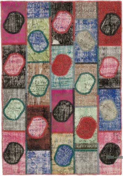 Çok Renkli Boyalı Patchwork Halı - 140 cm x 200 cm