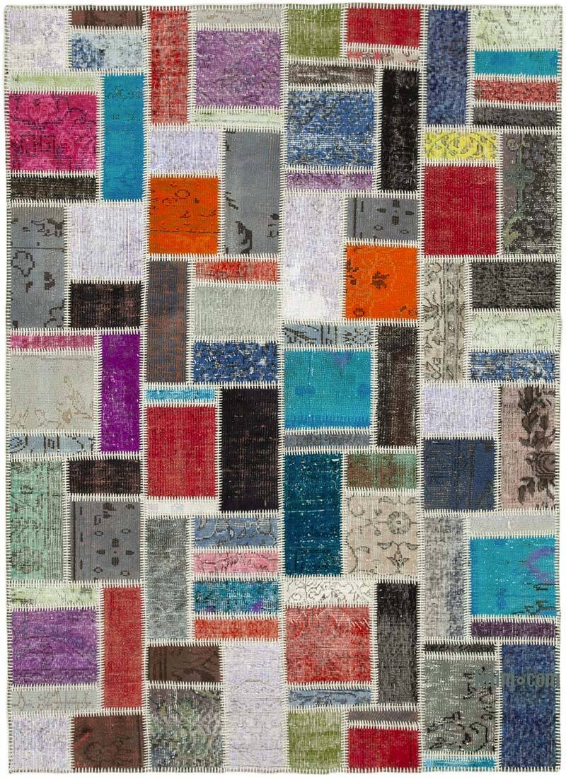 Multicolor Alfombra De Retazos Turca Sobre-teñida - 173 cm x 236 cm - K0051051