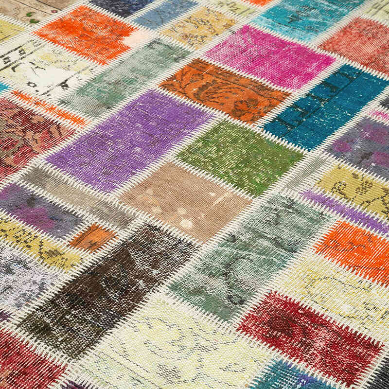 Multicolor Patchwork Hand-Knotted Turkish Rug - 6' 9" x 9' 8" (81" x 116") - K0051058