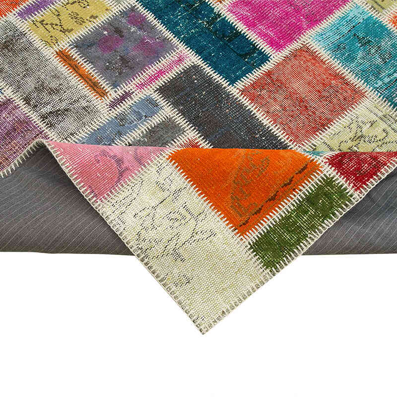 Multicolor Patchwork Hand-Knotted Turkish Rug - 6' 9" x 9' 8" (81" x 116") - K0051058
