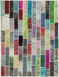 Multicolor Patchwork Hand-Knotted Turkish Rug - 5' 10" x 7' 11" (70" x 95")