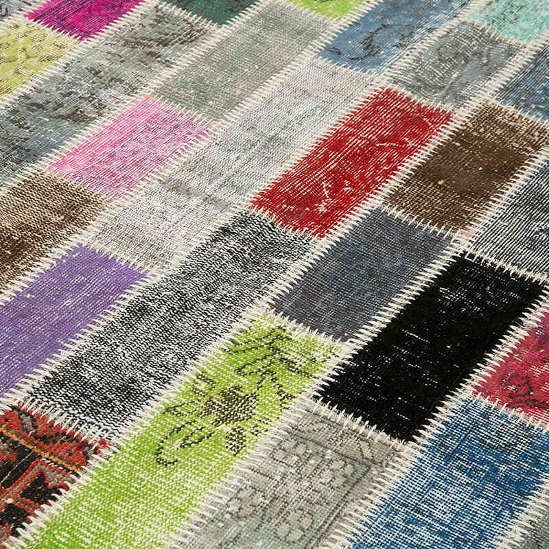Multicolor Patchwork Hand-Knotted Turkish Rug - 5' 10" x 7' 11" (70" x 95") - K0051060
