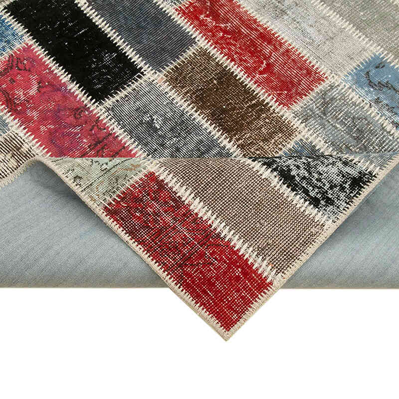 Multicolor Patchwork Hand-Knotted Turkish Rug - 5' 10" x 7' 11" (70" x 95") - K0051060