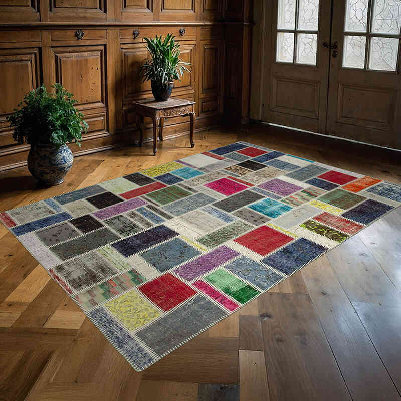 Çok Renkli Boyalı Patchwork Halı - 173 cm x 245 cm - K0051061