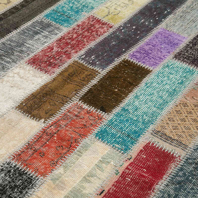 Multicolor Patchwork Hand-Knotted Turkish Rug - 5' 10" x 7' 11" (70" x 95") - K0051062
