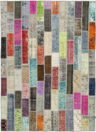 Çok Renkli Boyalı Patchwork Halı - 178 cm x 241 cm