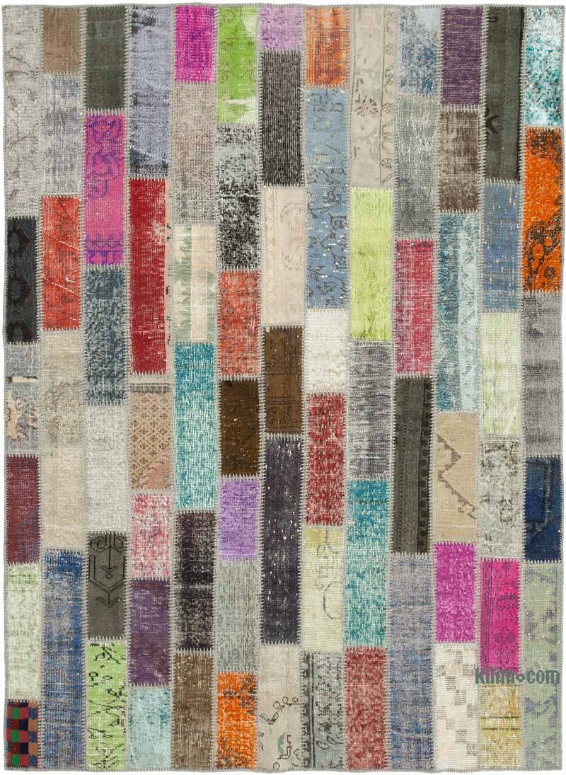 Multicolor Patchwork Hand-Knotted Turkish Rug - 5' 10" x 7' 11" (70" x 95") - K0051062