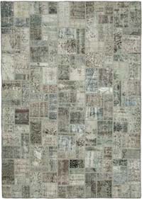 Gray Patchwork Hand-Knotted Turkish Rug - 7'  x 9' 10" (84" x 118")
