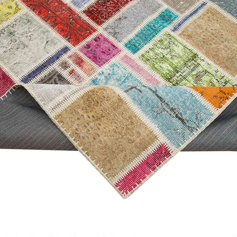 Multicolor Alfombra De Retazos Turca Sobre-teñida - 207 cm x 298 cm - K0051066