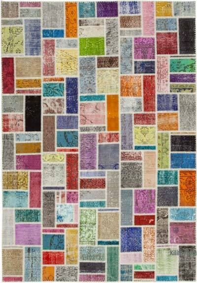 Çok Renkli Boyalı Patchwork Halı - 207 cm x 298 cm