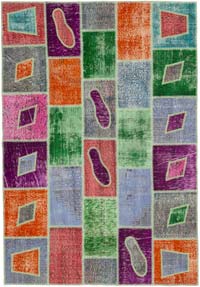 Çok Renkli Boyalı Patchwork Halı - 164 cm x 236 cm