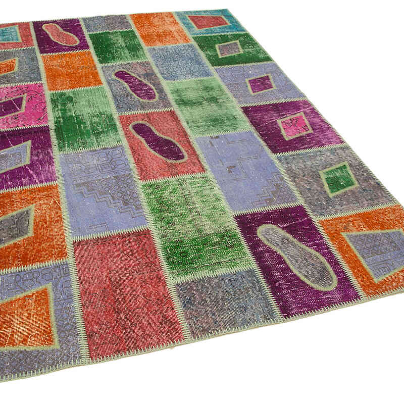 Çok Renkli Boyalı Patchwork Halı - 164 cm x 236 cm - K0051069