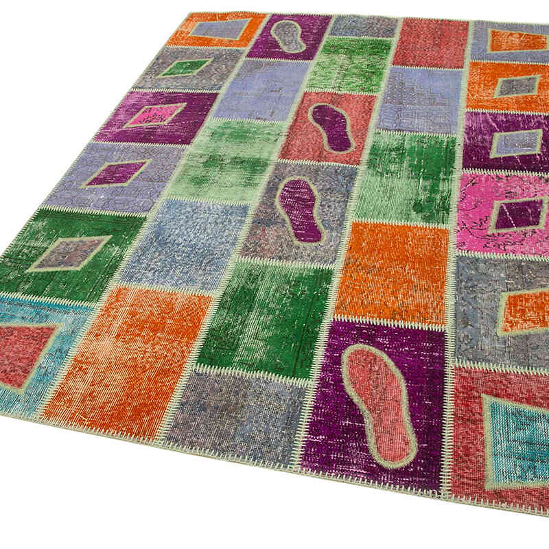 Çok Renkli Boyalı Patchwork Halı - 164 cm x 236 cm - K0051069