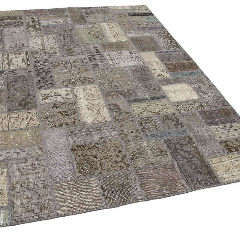 Gris Alfombra De Retazos Turca Sobre-teñida - 175 cm x 239 cm - K0051071