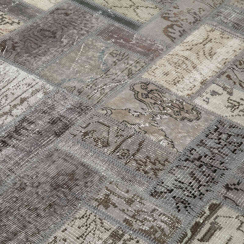 Gris Alfombra De Retazos Turca Sobre-teñida - 175 cm x 239 cm - K0051071
