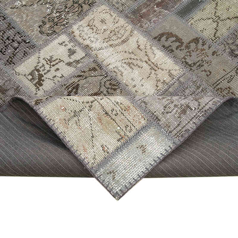 Gris Alfombra De Retazos Turca Sobre-teñida - 175 cm x 239 cm - K0051071