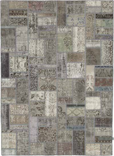 Gri Boyalı Patchwork Halı - 175 cm x 239 cm