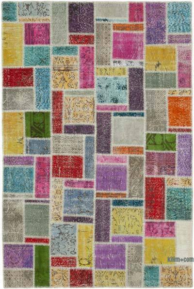 Çok Renkli Boyalı Patchwork Halı - 172 cm x 255 cm