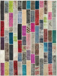Çok Renkli Boyalı Patchwork Halı - 182 cm x 242 cm
