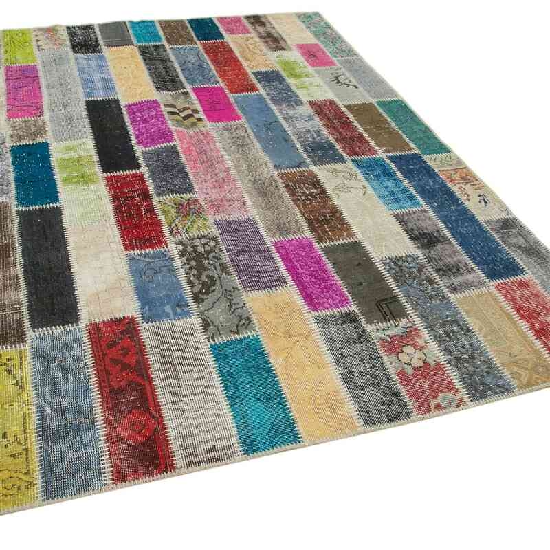 Multicolor Patchwork Hand-Knotted Turkish Rug - 6'  x 7' 11" (72 in. x 95 in.) - K0051075