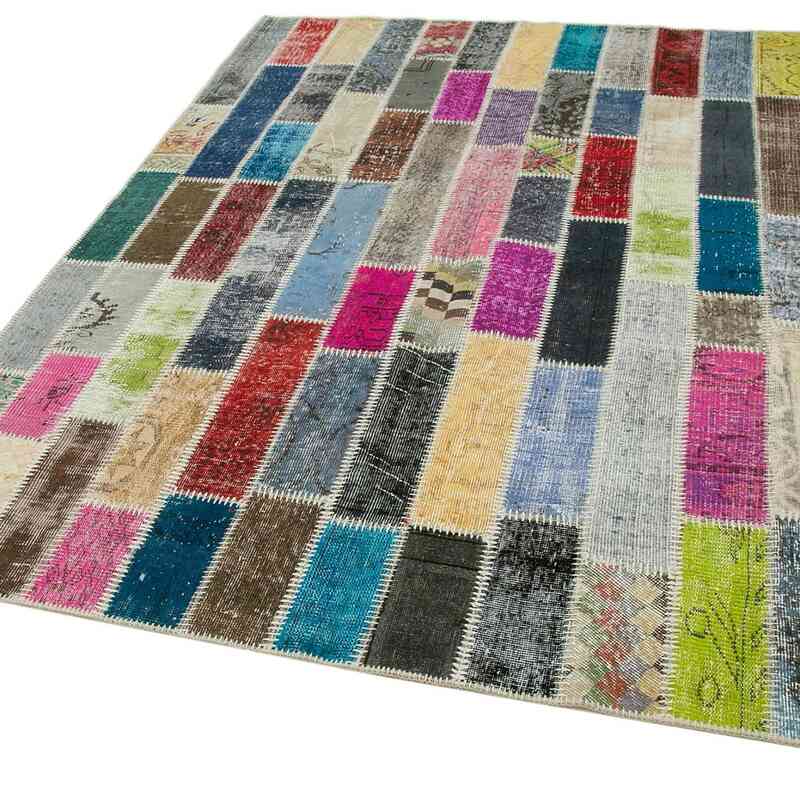 Multicolor Patchwork Hand-Knotted Turkish Rug - 6'  x 7' 11" (72 in. x 95 in.) - K0051075
