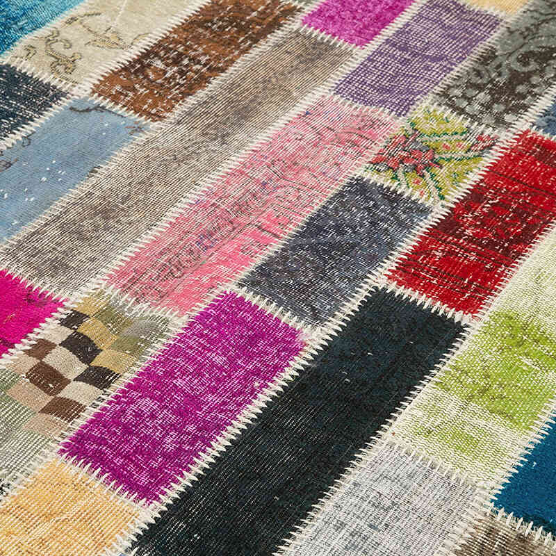 Multicolor Patchwork Hand-Knotted Turkish Rug - 6'  x 7' 11" (72" x 95") - K0051075