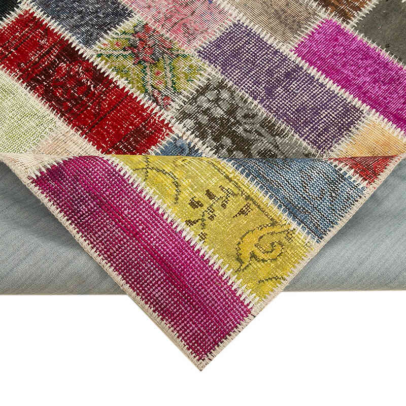 Multicolor Patchwork Hand-Knotted Turkish Rug - 6'  x 7' 11" (72" x 95") - K0051075