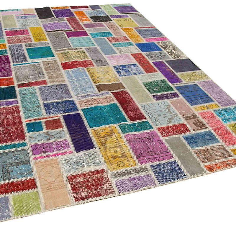 Çok Renkli Boyalı Patchwork Halı - 208 cm x 296 cm - K0051077