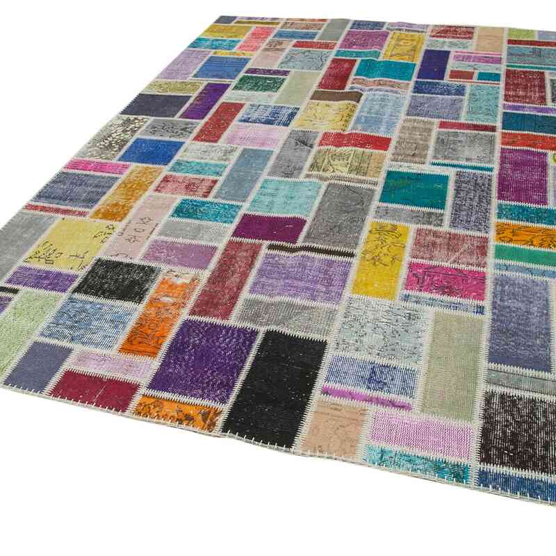 Multicolor Patchwork Hand-Knotted Turkish Rug - 6' 10" x 9' 9" (82 in. x 117 in.) - K0051077