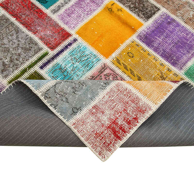 Multicolor Alfombra De Retazos Turca Sobre-teñida - 208 cm x 297 cm - K0051078