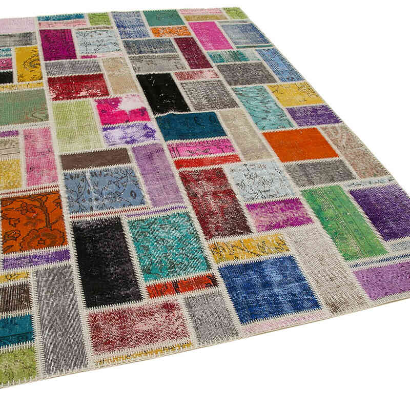Multicolor Alfombra De Retazos Turca Sobre-teñida - 173 cm x 239 cm - K0051079