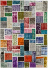 Çok Renkli Boyalı Patchwork Halı - 173 cm x 240 cm