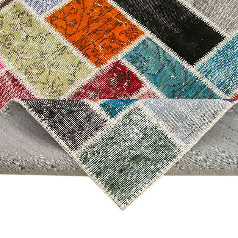 Multicolor Patchwork Hand-Knotted Turkish Rug - 5' 8" x 7' 10" (68" x 94") - K0051080