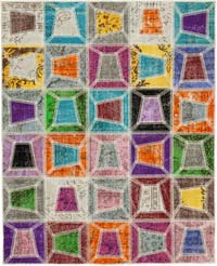 Çok Renkli Boyalı Patchwork Halı - 193 cm x 236 cm