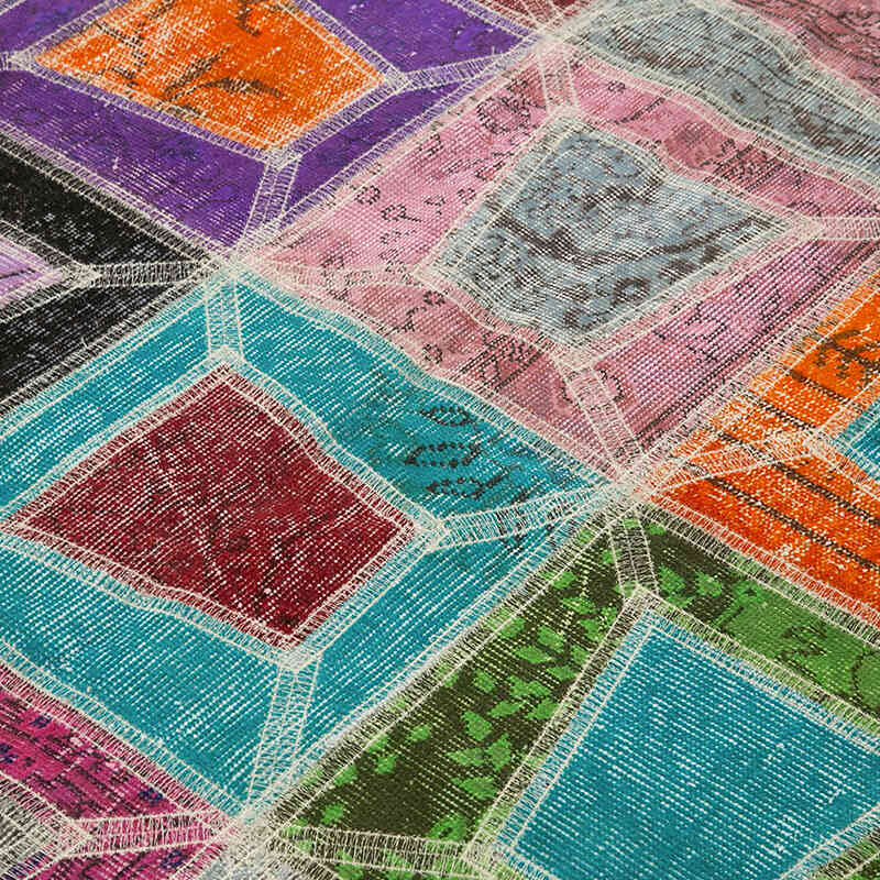 Çok Renkli Boyalı Patchwork Halı - 193 cm x 236 cm - K0051081