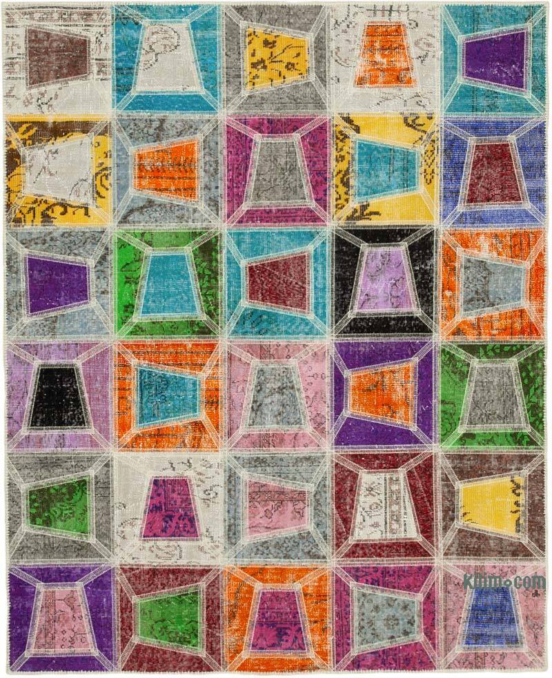 Çok Renkli Boyalı Patchwork Halı - 193 cm x 236 cm - K0051081