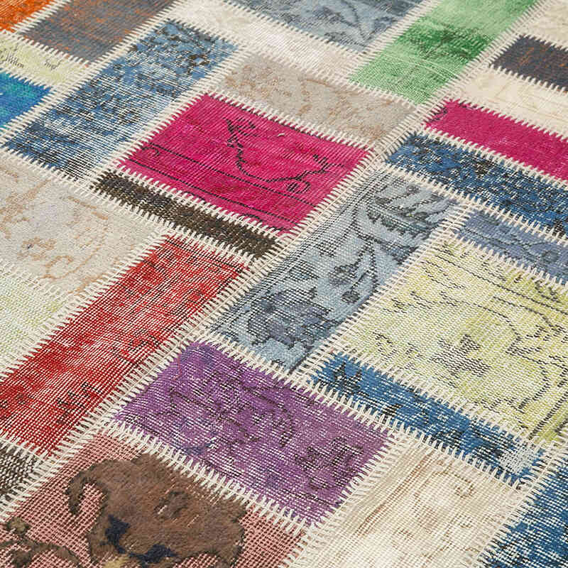 Multicolor Alfombra De Retazos Turca Sobre-teñida - 175 cm x 254 cm - K0051082