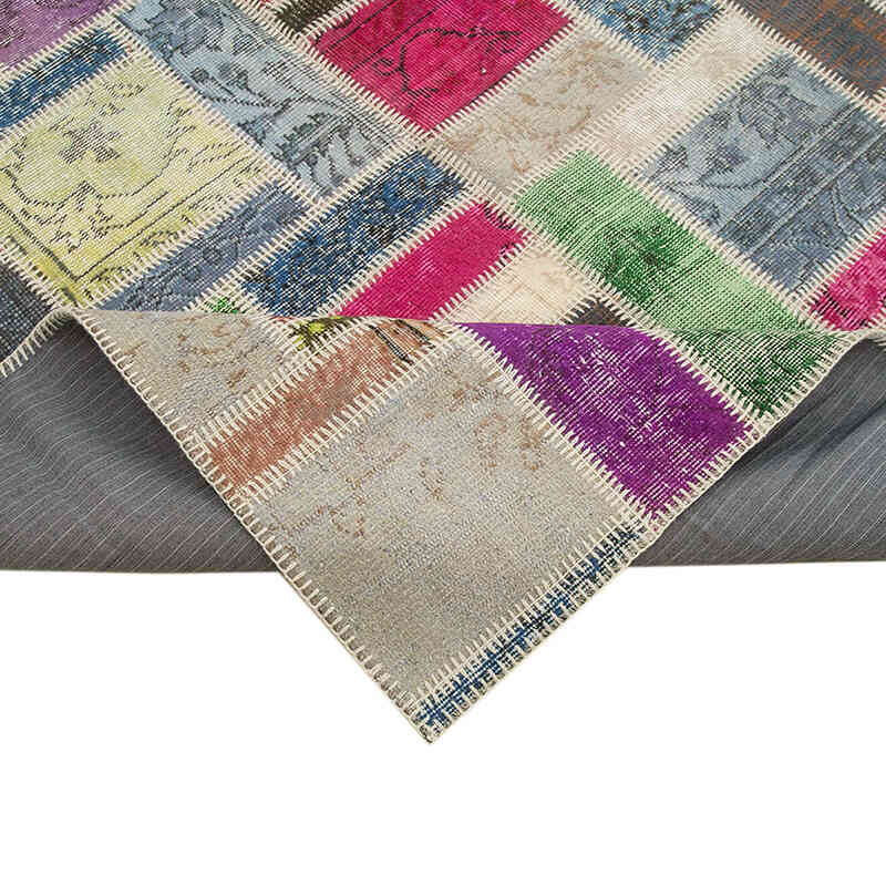 Multicolor Alfombra De Retazos Turca Sobre-teñida - 175 cm x 254 cm - K0051082