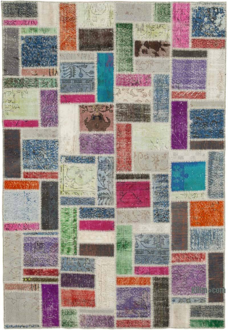 Multicolor Alfombra De Retazos Turca Sobre-teñida - 175 cm x 254 cm - K0051082