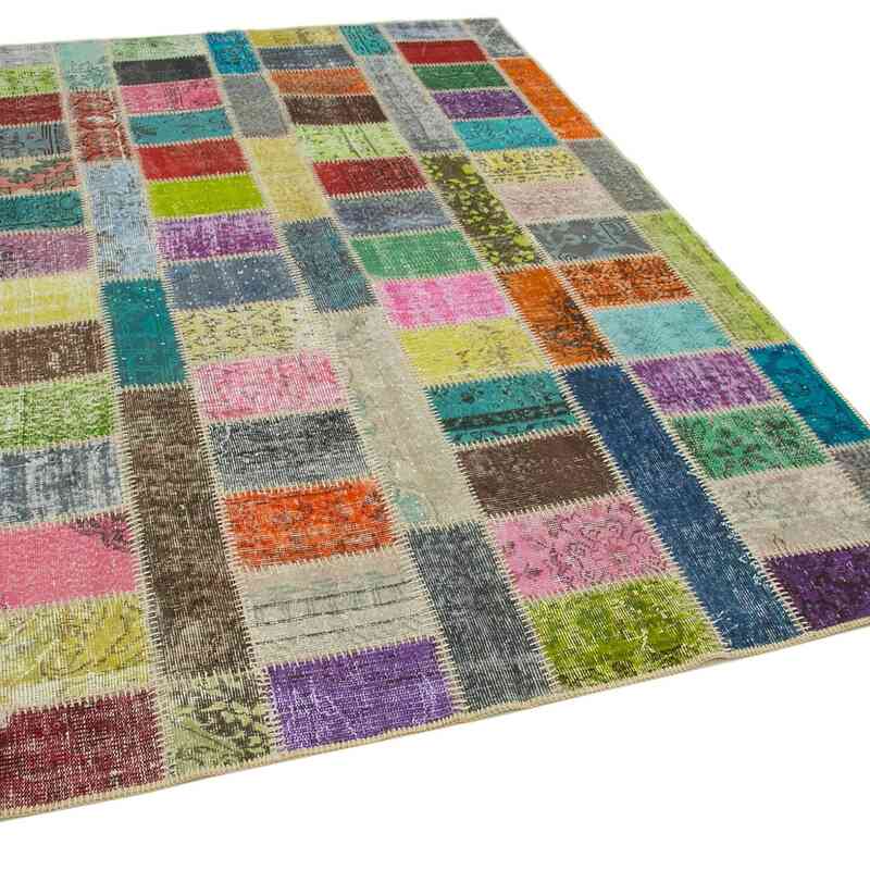 Multicolor Patchwork Hand-Knotted Turkish Rug - 5' 9" x 7' 11" (69 in. x 95 in.) - K0051083