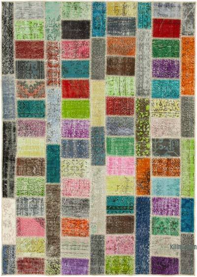 Multicolor Alfombra De Retazos Turca Sobre-teñida - 175 cm x 242 cm