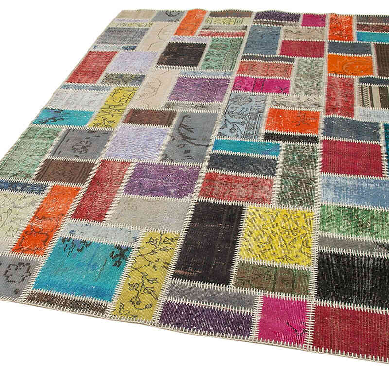 Multicolor Alfombra De Retazos Turca Sobre-teñida - 174 cm x 237 cm - K0051084