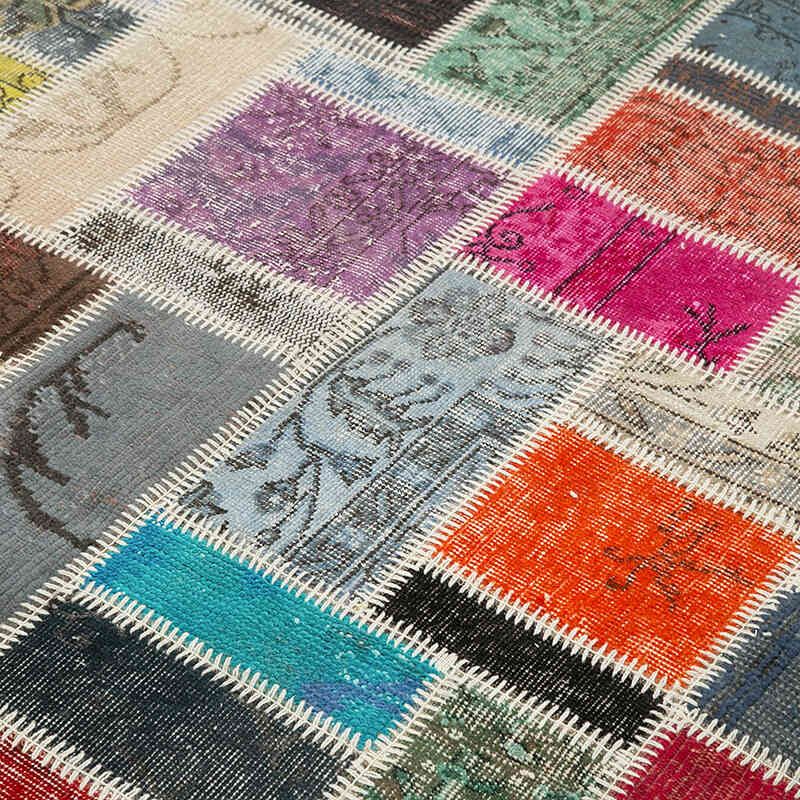 Multicolor Alfombra De Retazos Turca Sobre-teñida - 174 cm x 237 cm - K0051084